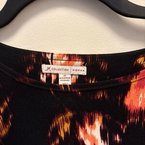 JM Collection Women's Top in Black and Orange Print